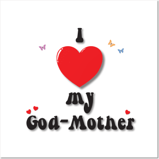 I love my god-mother heart doodle hand drawn design Posters and Art